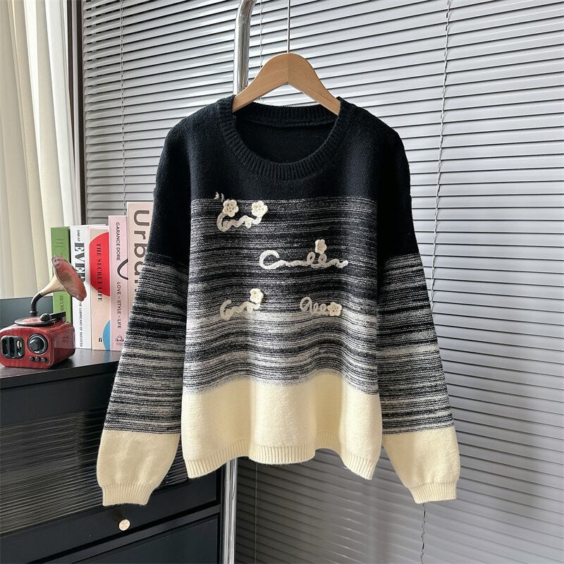 【tops】ボーダー柄ニットセーター　M18678