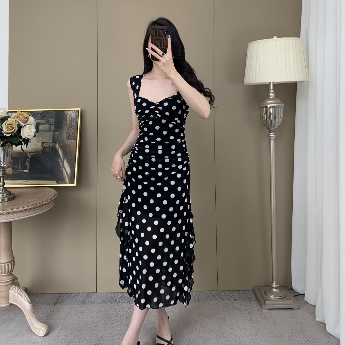 【dress】ドット柄キャミワンピース　M29994
