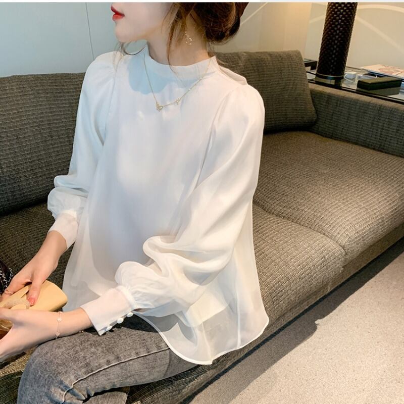 【tops】美人度アップ!ファッション韓国系スウィートシフォン長袖洋気シャツ G1480