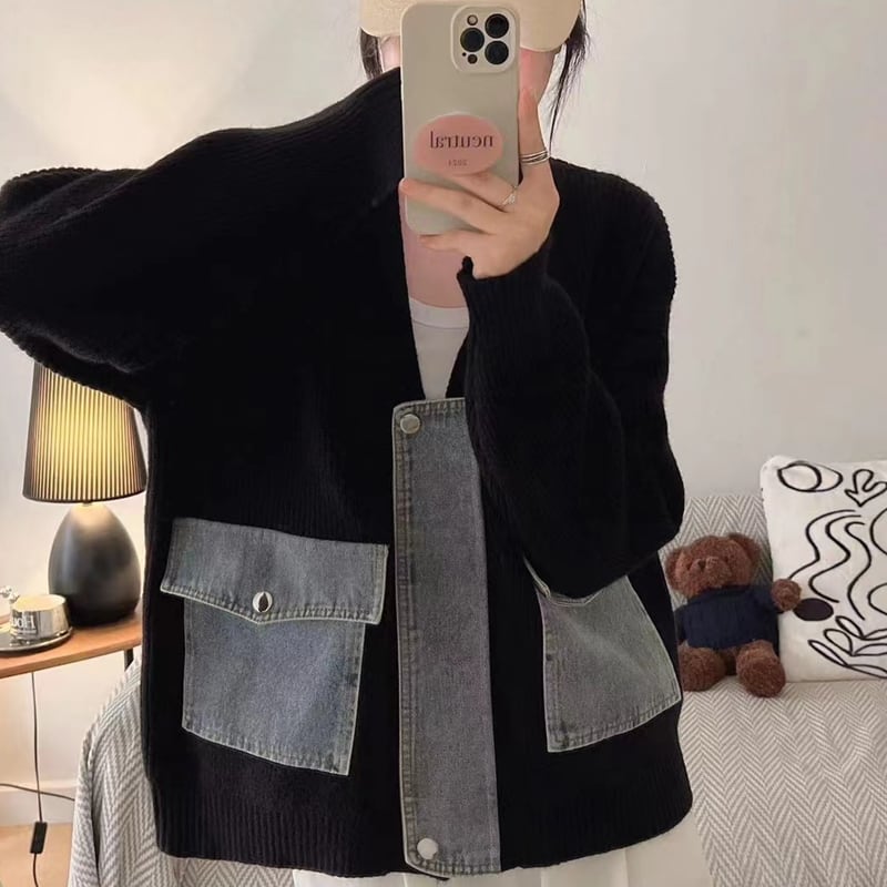 【outer】デニムドッキングカーディガン Q6371