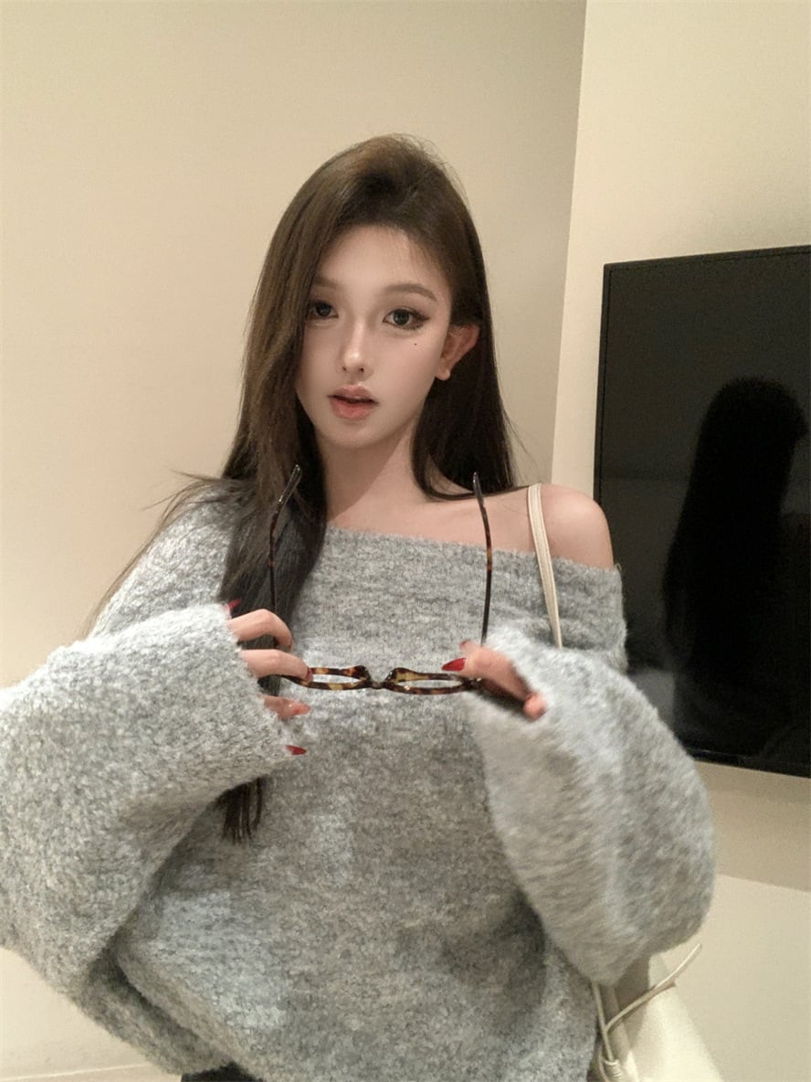 【tops】オフショルダーニットセーター　M28417