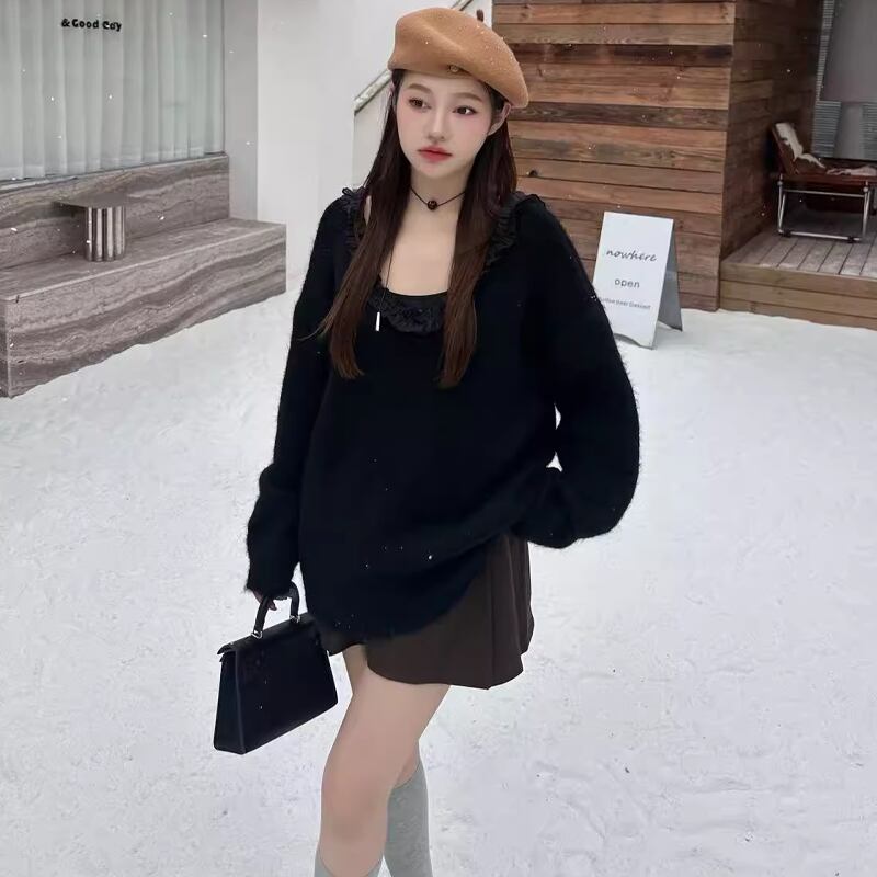 【tops】バックリボンニットトップス Q7372