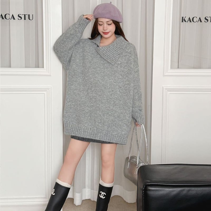 【tops】ハイネックニットトップス Q7252