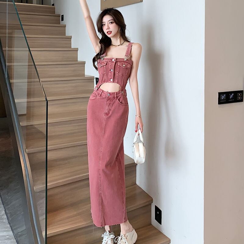 【set】デニムキャミソール+スカート２点セットG20253