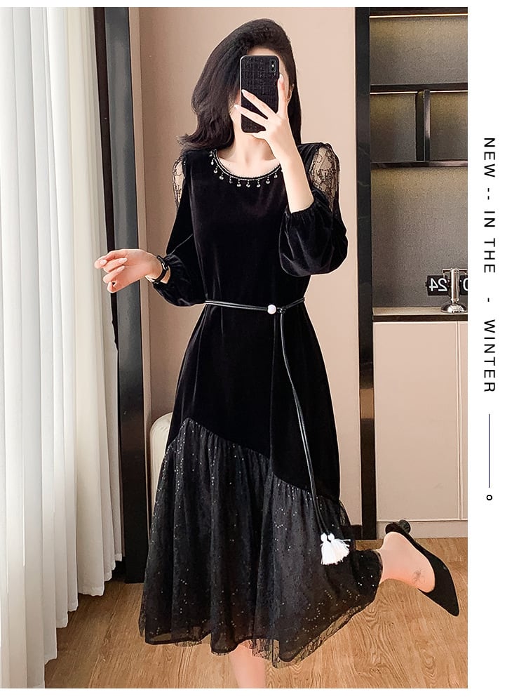 【dress】チュールドッキングワンピース　M27510