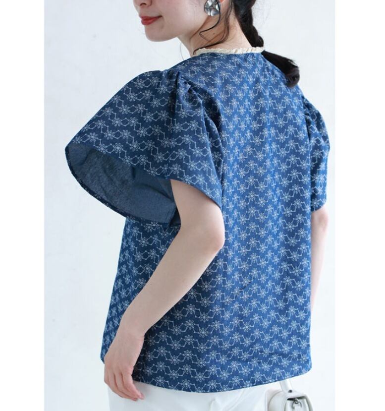 【tops】デニムプリントトップス　M30192