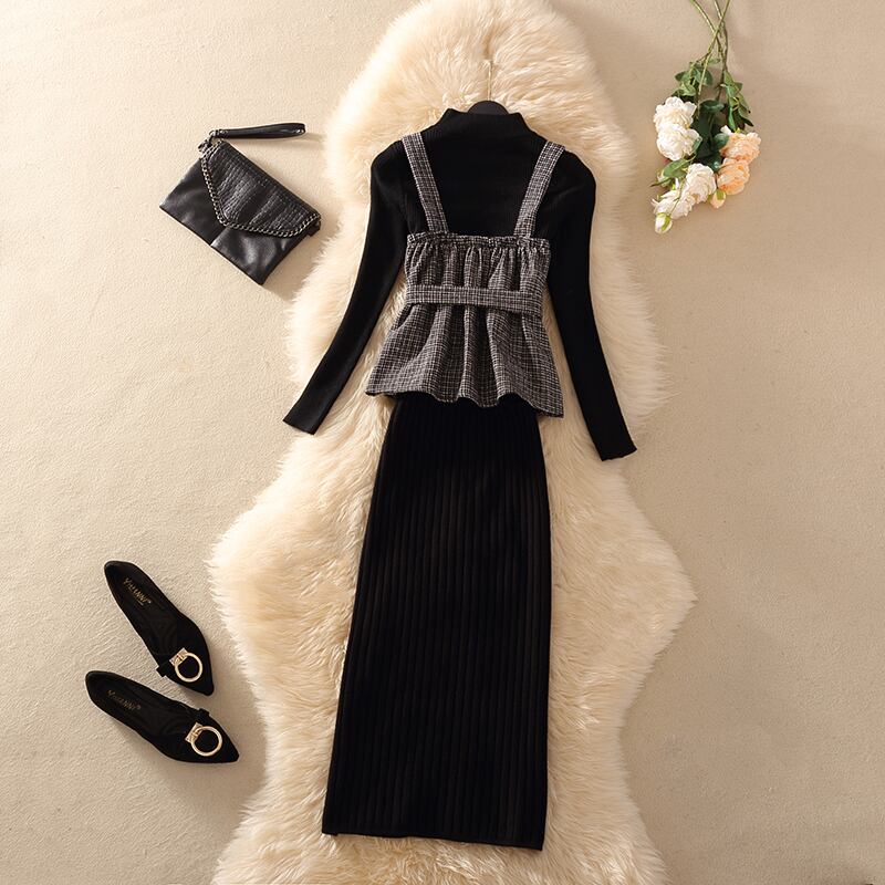 【set】秋冬新作!気質満点レトロニットトップス+ベスト+スカートオシャレ3点セット G2879