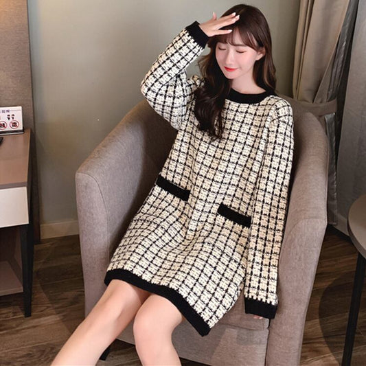 【dress】韓流スタイル シンプル気質満点エレガントルーズニットワンピース G1996