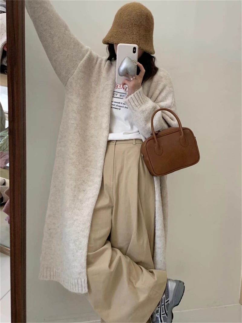 【outer】ロングニットカーディガン Q7155