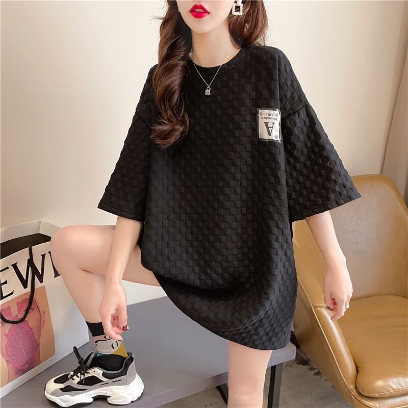 【tops】韓国ファッション半袖ラウンドネック英字柄ファッションゆったり着回しTシャツF0043