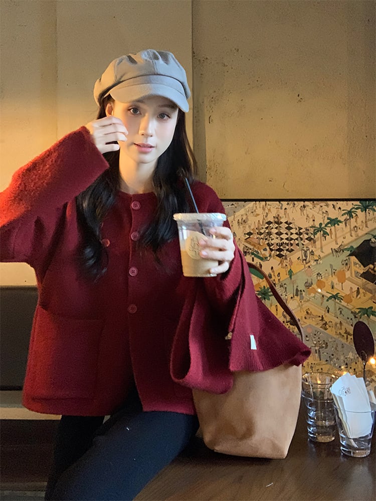 【outer】ニットカーデマフラー付き　M27737
