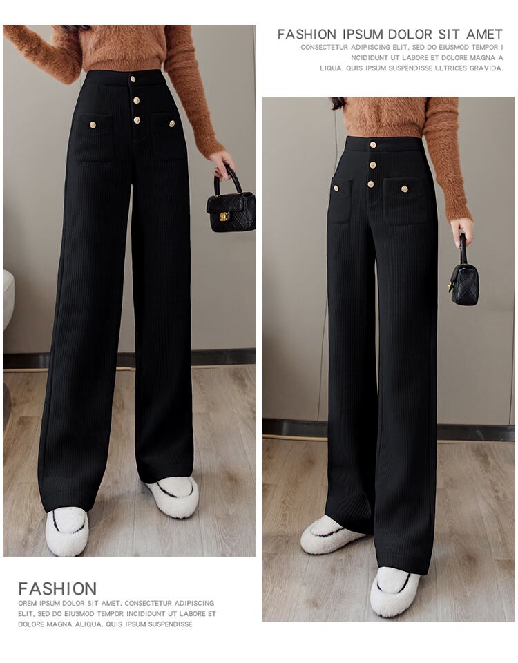 【bottoms】秋冬新作!気質満点レトロ厚手裏起毛着痩せハイウエストガウチョパンツ G4502