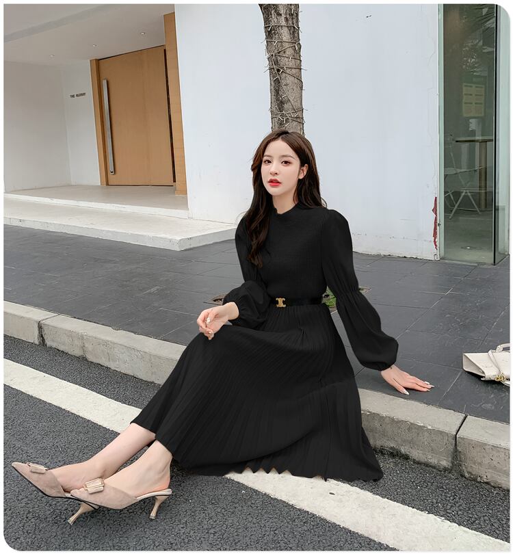 【dress】高級感 秋気質満点長袖高品質フランス風デザインワンピース G2235