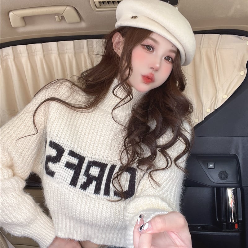 【tops】ハイネックニットトップス Q7177