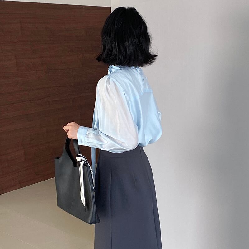 【tops】リボン付きテンセルトップス Q8322