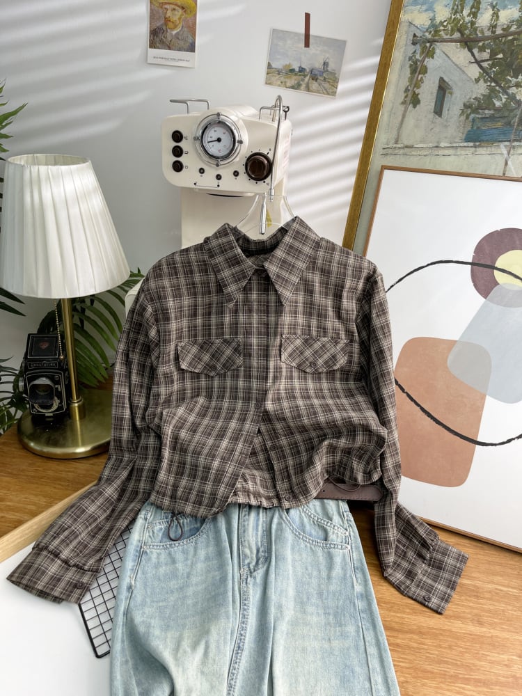 【tops】チェック柄シャツトップス　M25714