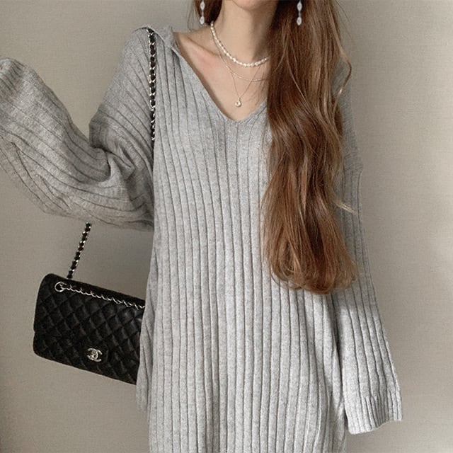 【dress】フード付きニットワンピース　M28089