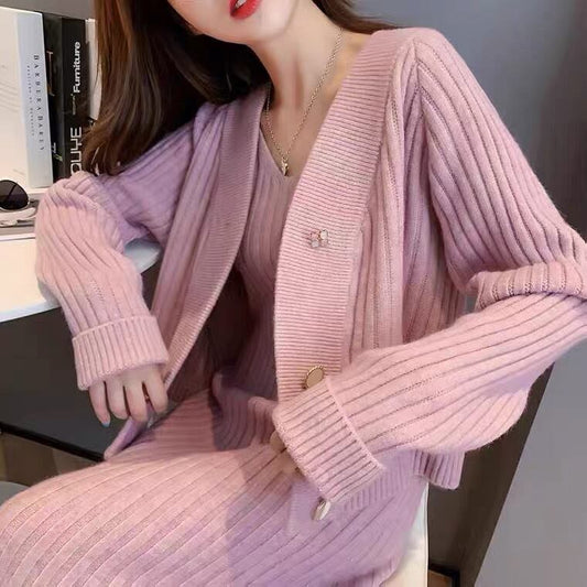 【set】OL通勤着痩せファッションセーター２点セット G2068