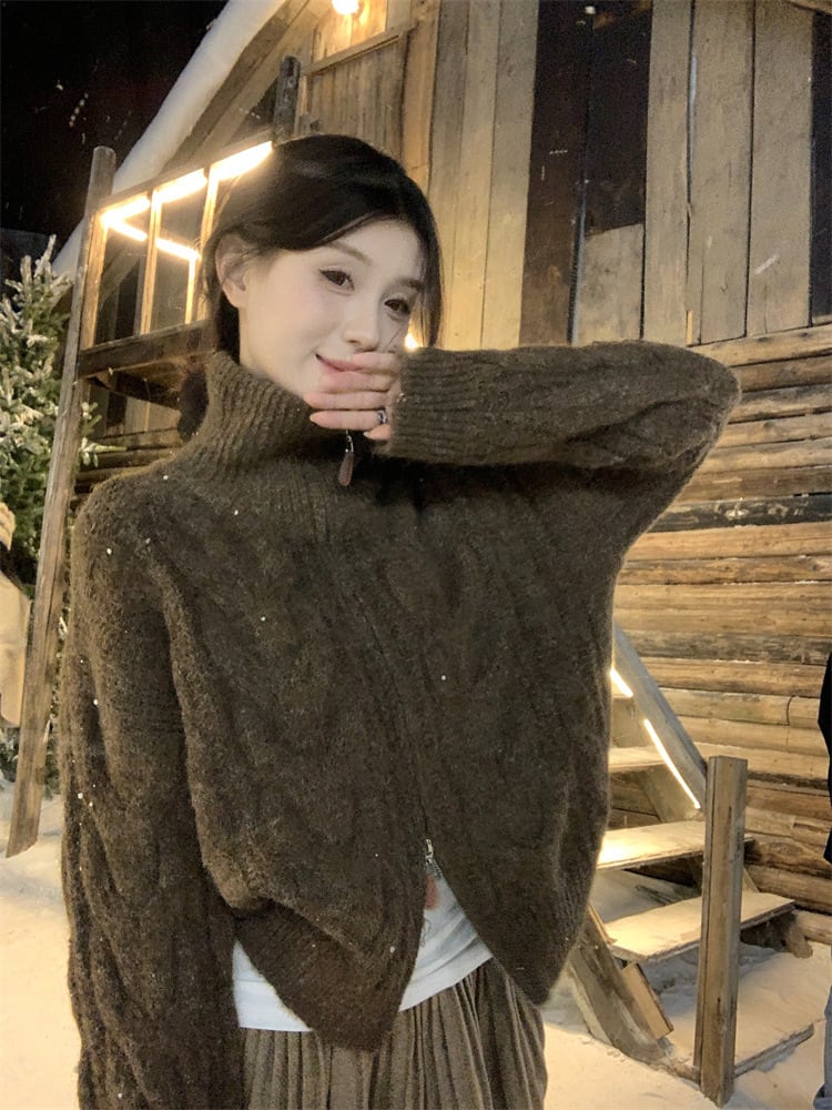 【outer】ファスナーニットカーデ　M27456
