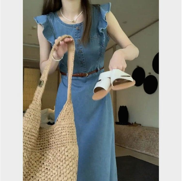 【dress】フリルスリーブデニムワンピース　N2655