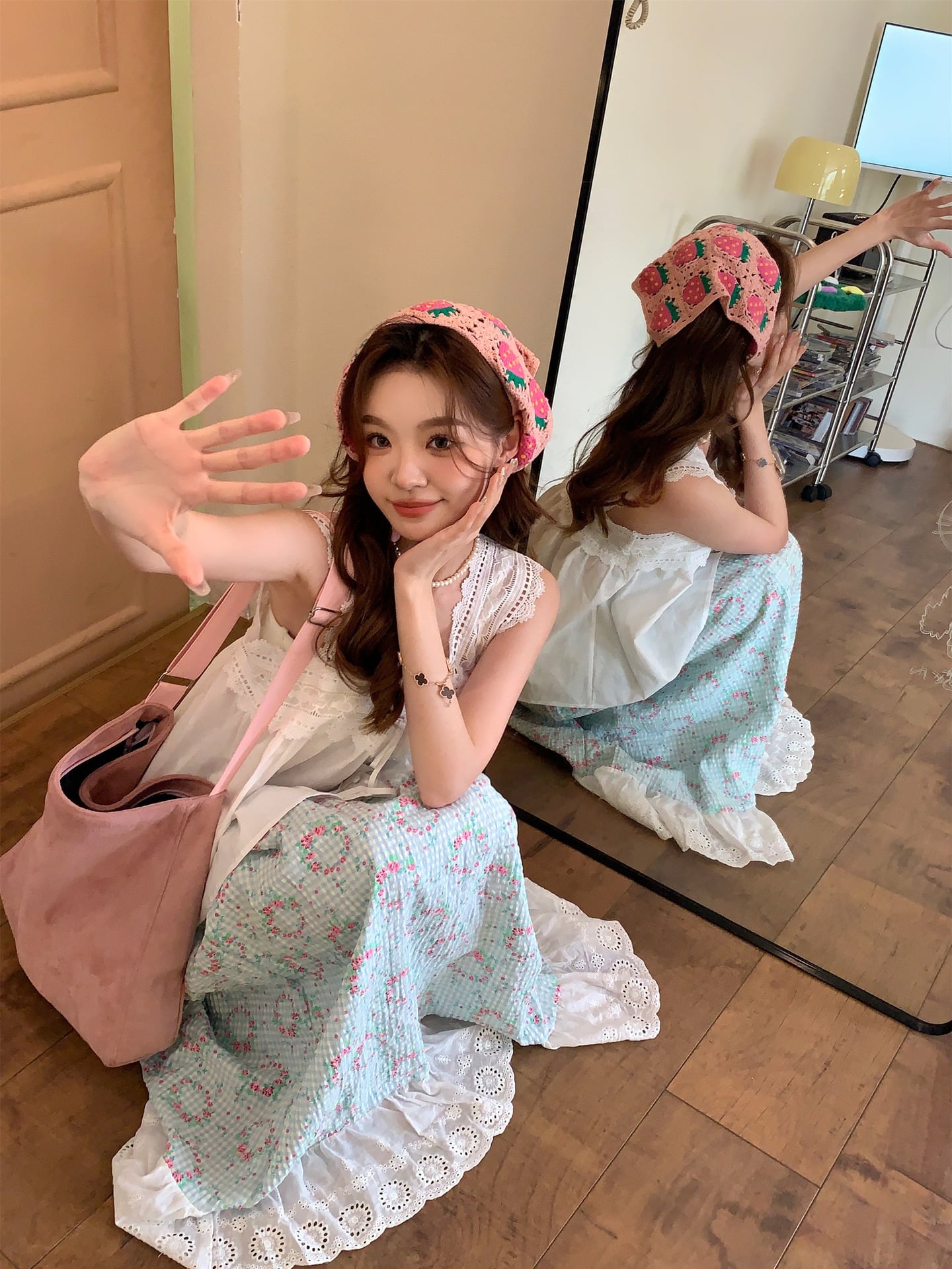 【bottoms】Aライン花柄スカートG20484