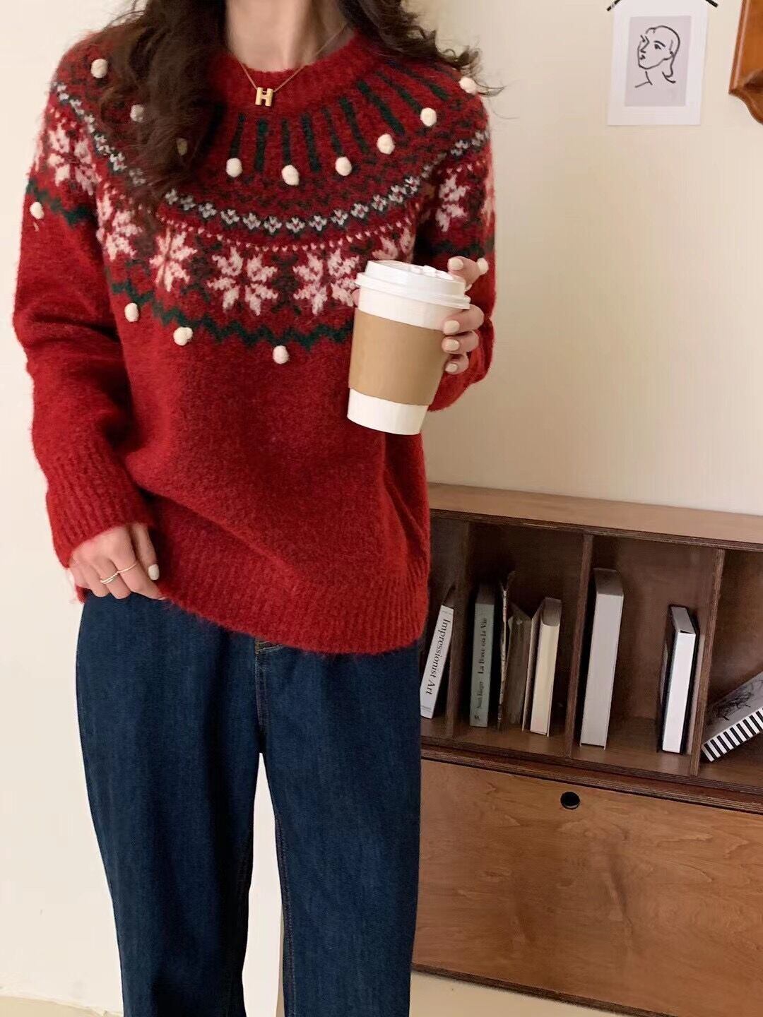【tops】ジャカードニットセーター　M27136