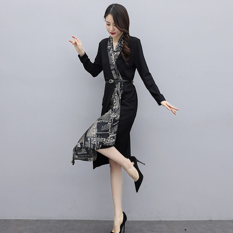 【dress】エレガントファッション気質満点春Vネック切り替えワンピース G2038