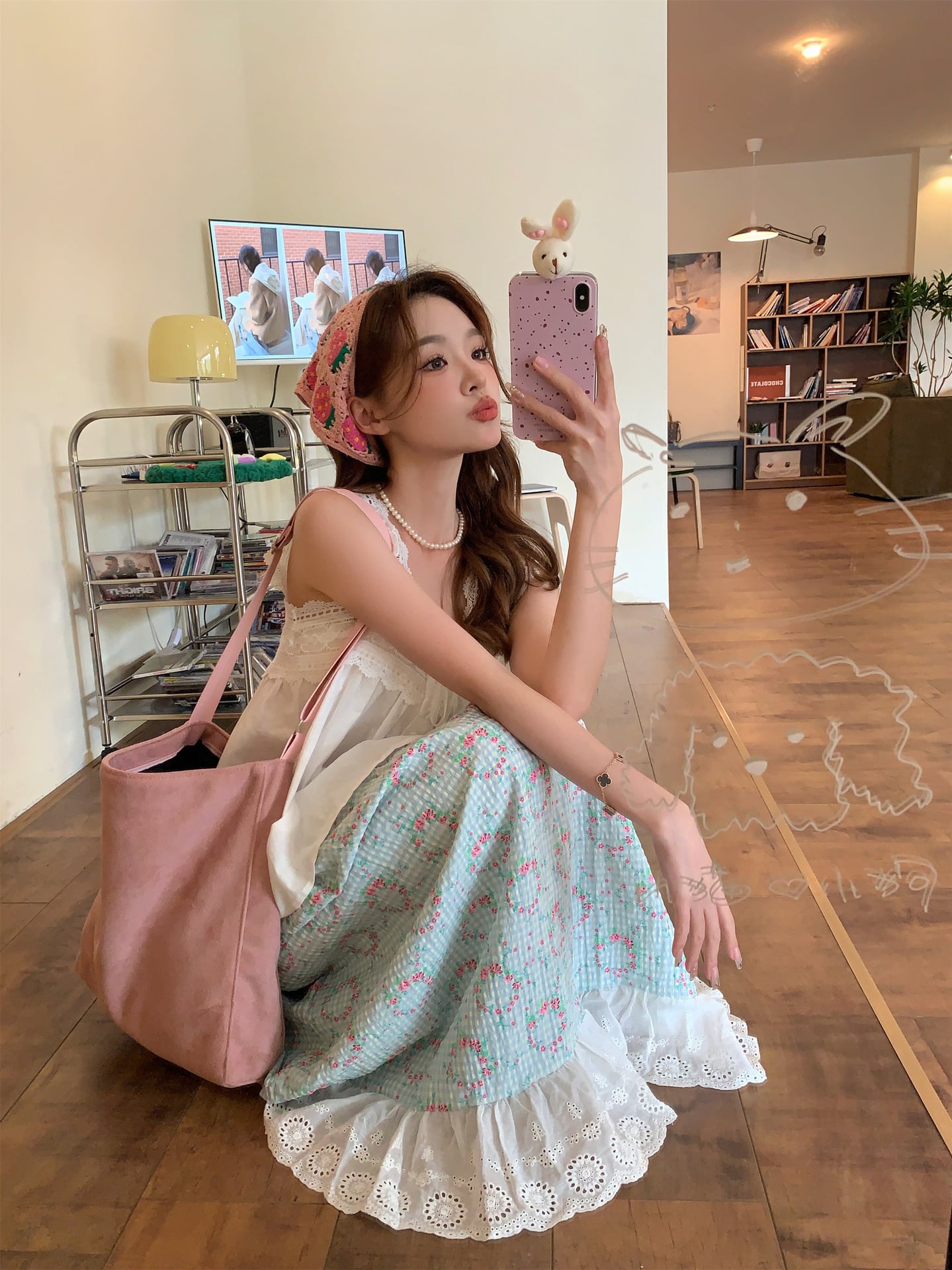 【bottoms】Aライン花柄スカートG20484