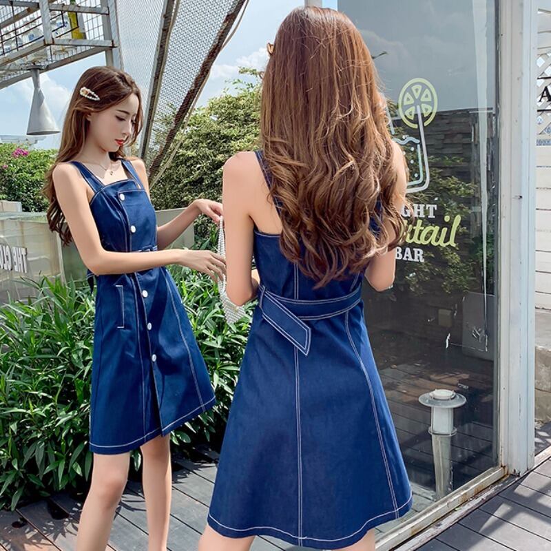 【dress】不規則好感度UP!気質満点レトロデニムサロペットワンピース