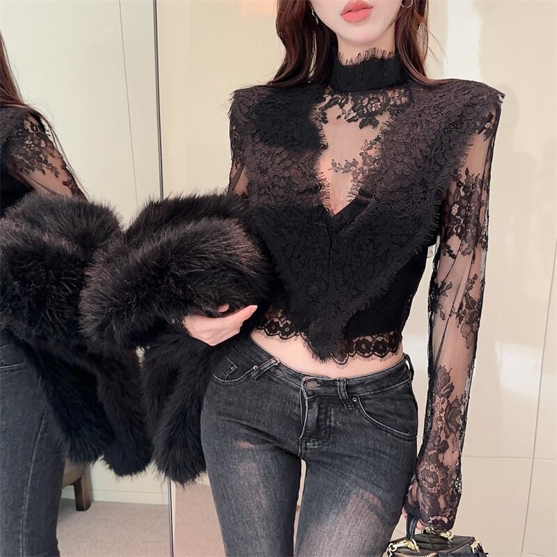 【tops】レースドッキングトップス　M28535
