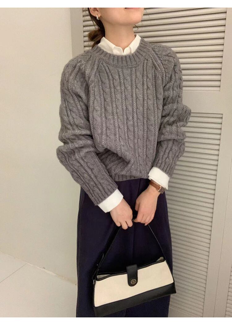 【tops】無地ニットセーター　M27041