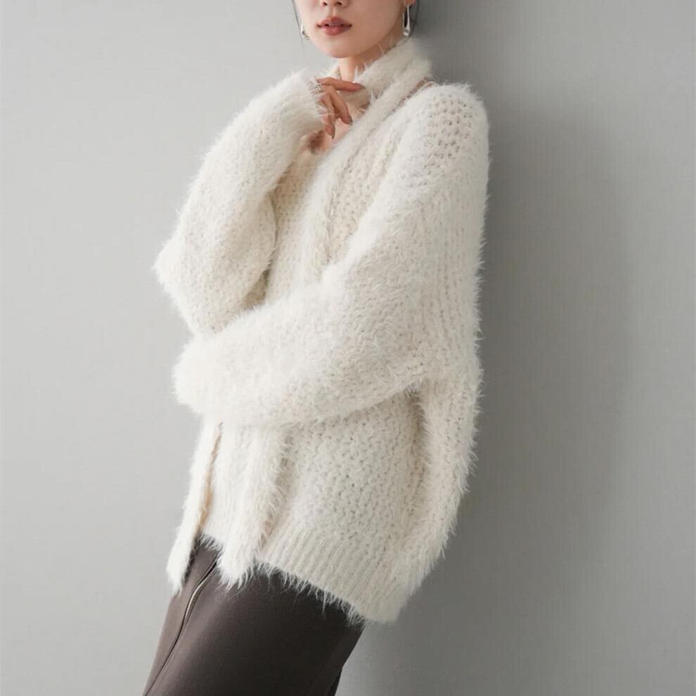 【tops】Vネックチョーカー付ニットセーター　M17997