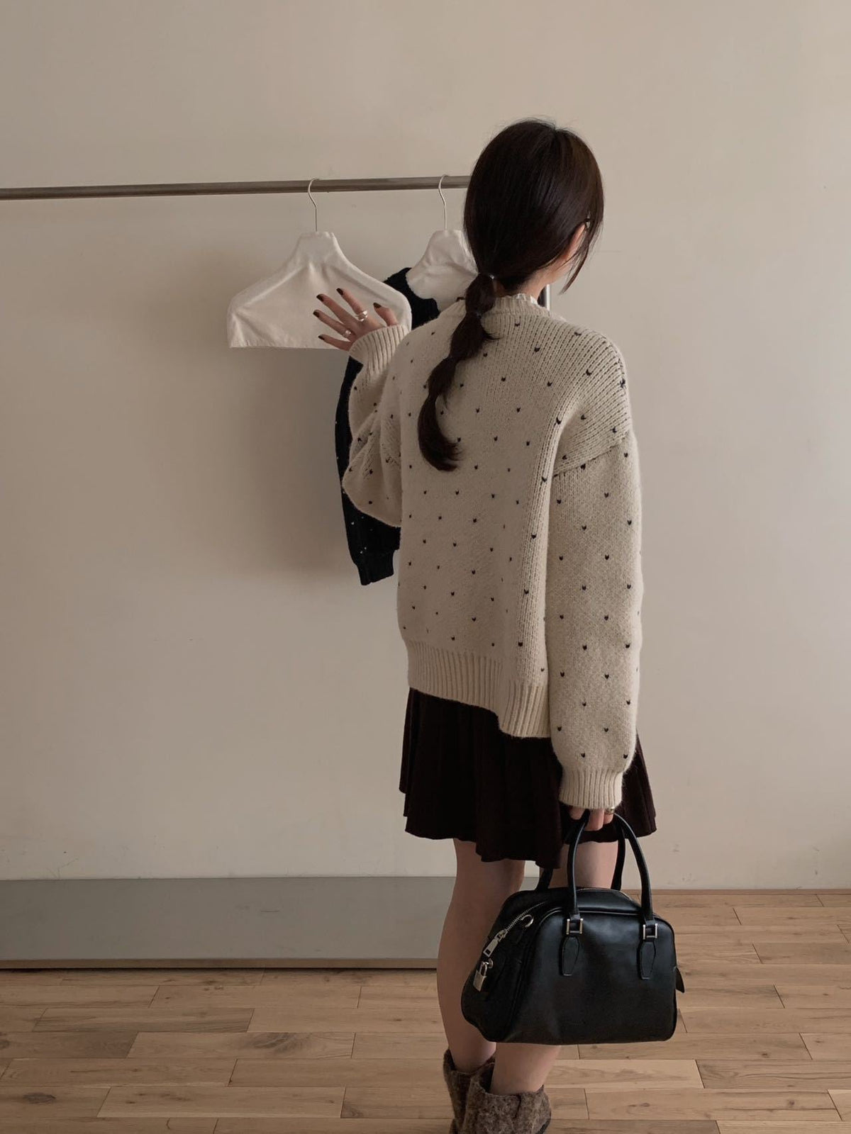 【outer】ハート柄ニットカーデ　M27245