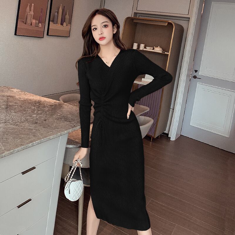 【dress】Vネックニットワンピース　M17513