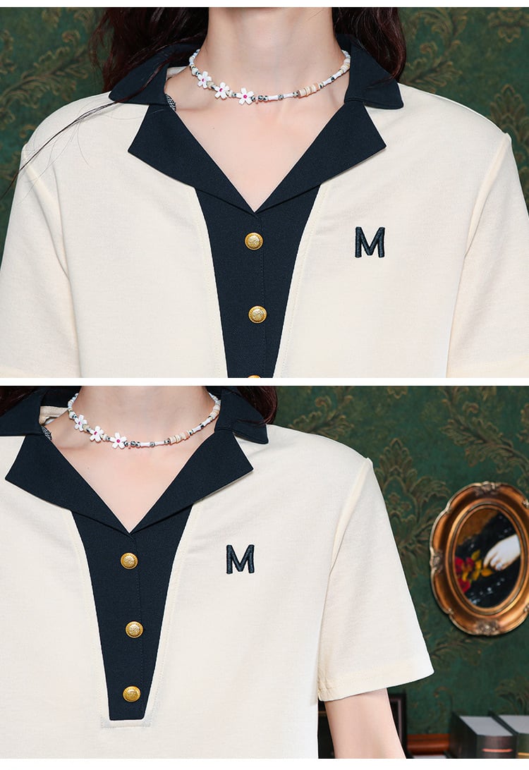 【tops】POLOネックカラーマッチングTシャツG21359