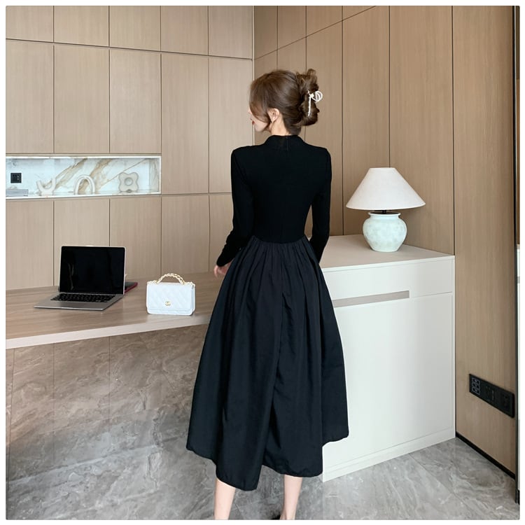 【dress】ニット切り替えワンピース　M25547