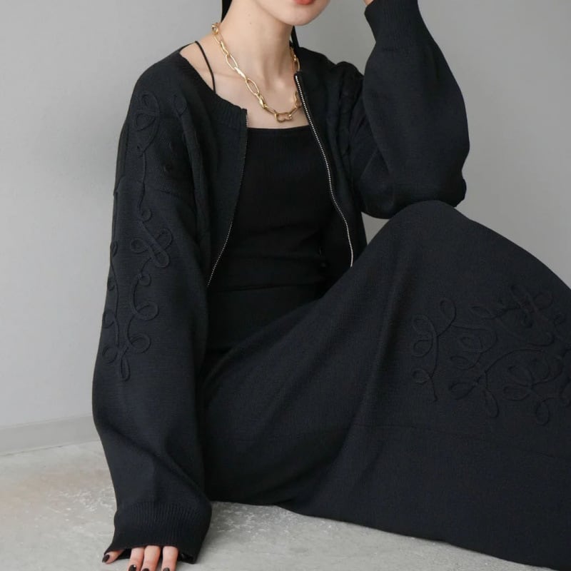 【set】ノーカラーショートジャケット×ロングスカートセット　N2751