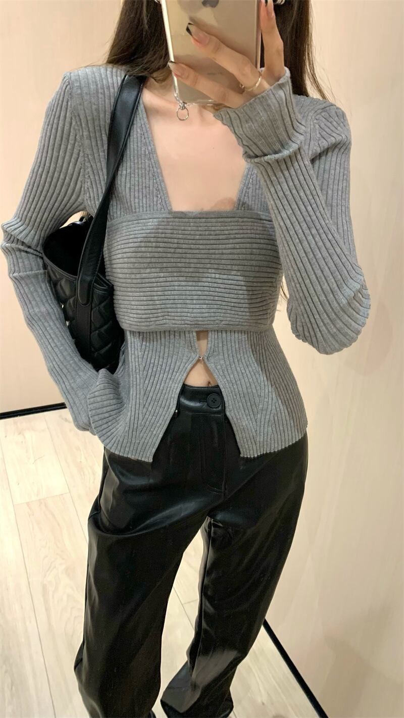 【set】ニットベアトップ×ニットトップスセット　M28095