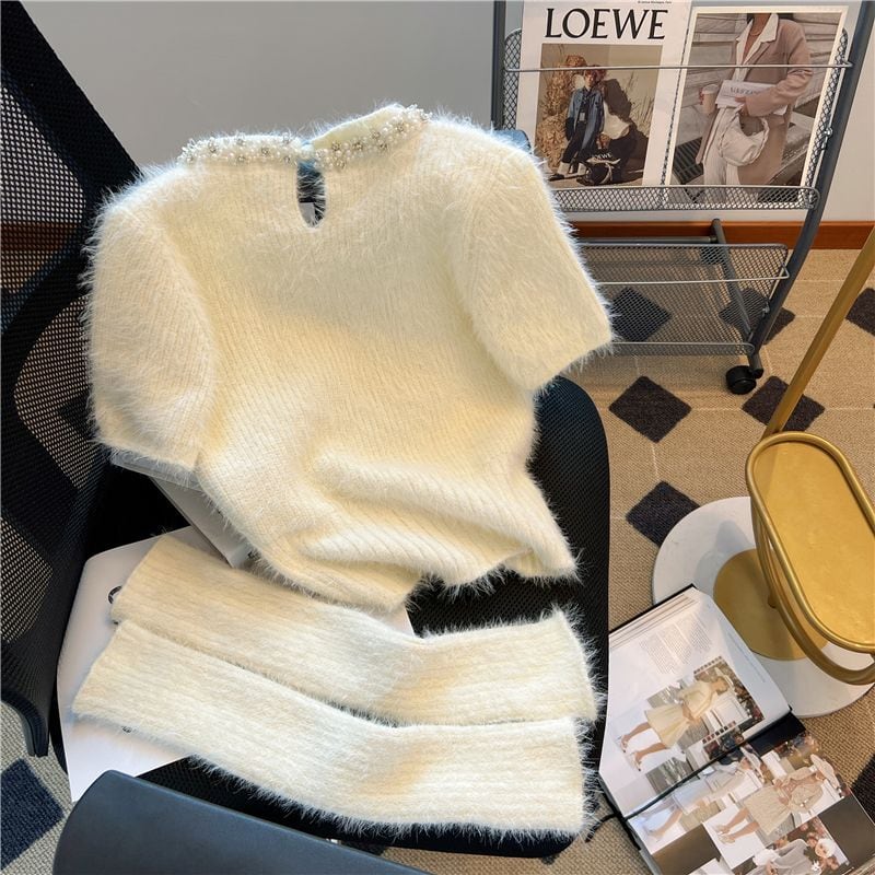 【tops】パールニットセーターアームカバー付き　M26419