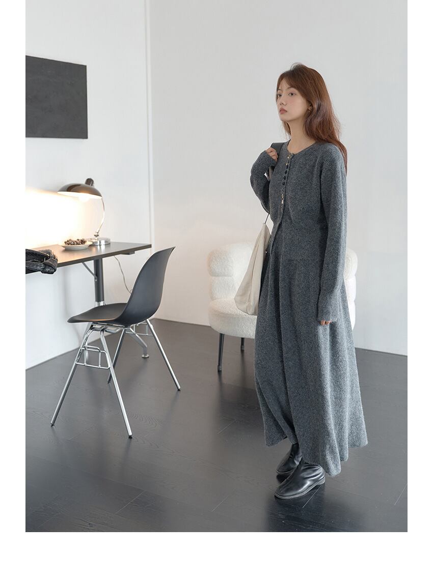 【set】ニットカーデ×スカートセット　M27271