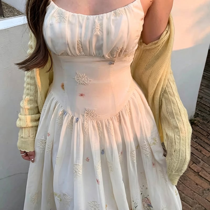 【dress】カラフルフラワーロングキャミワンピース Q8471