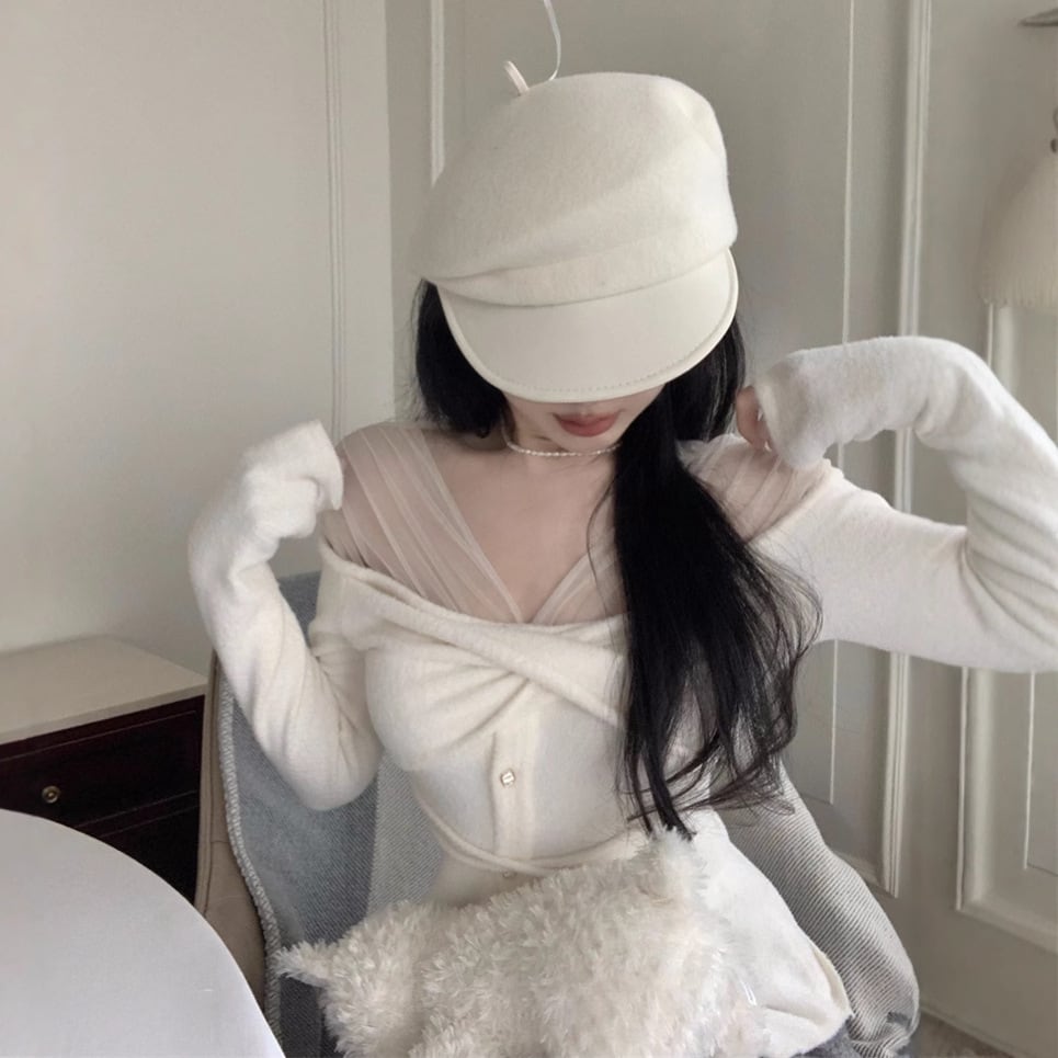 【tops】チュールドッキングニットトップス　M28439
