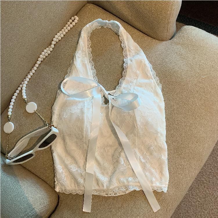 【tops】リボン付きレースキャミソール　M29528