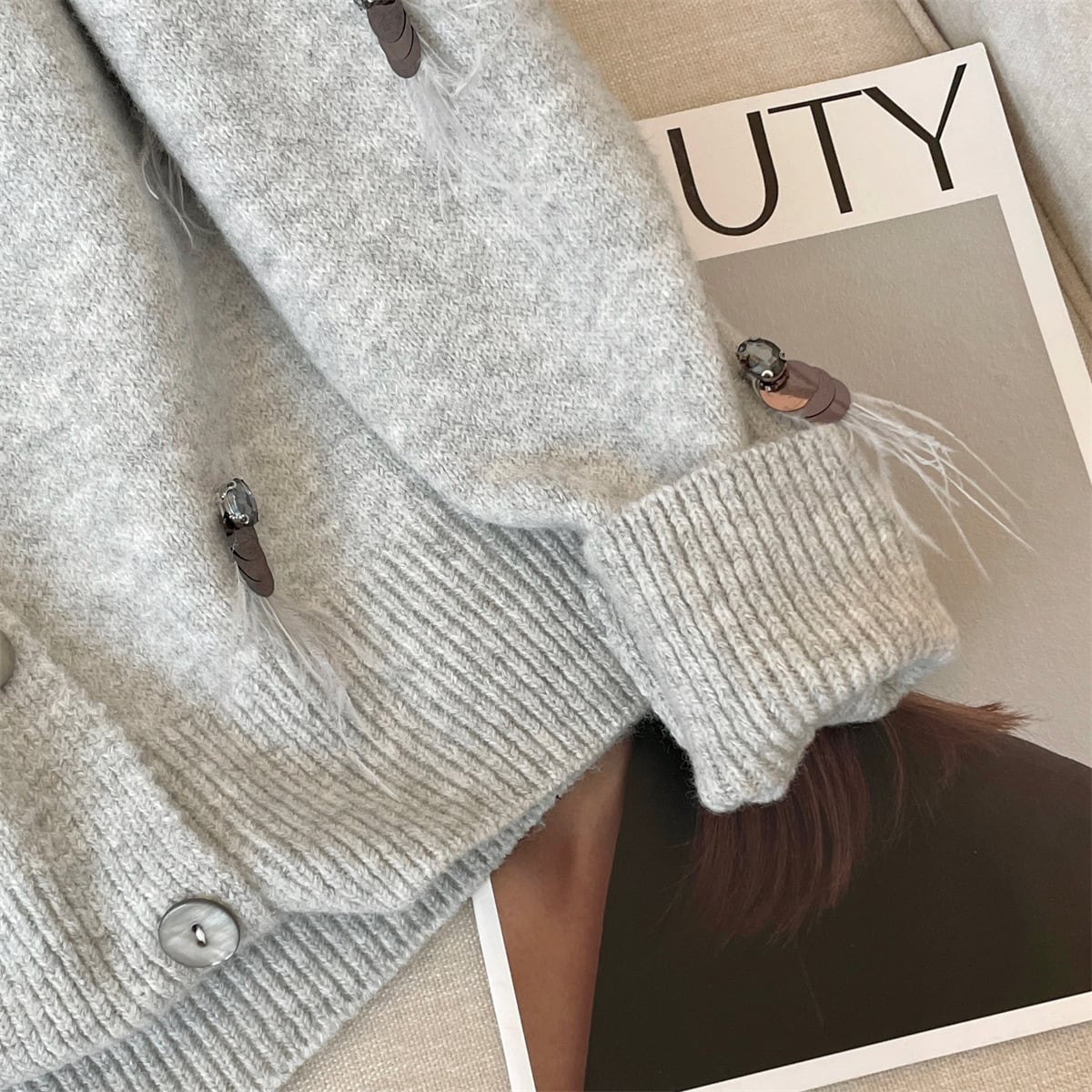 【outer】スパンコールニットカーデ　M29221