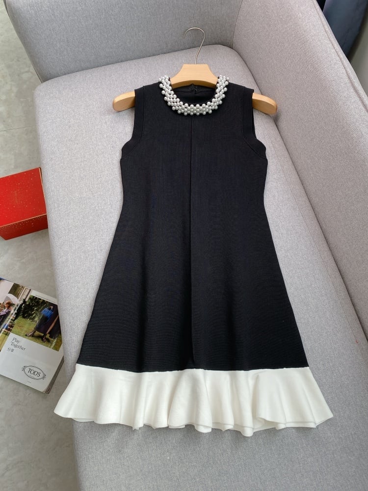 【dress】パールネックドッキングミニワンピース　N3007
