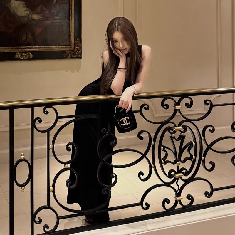 【dress】スカーフ付きノースリーブリボンロングワンピース Q7817