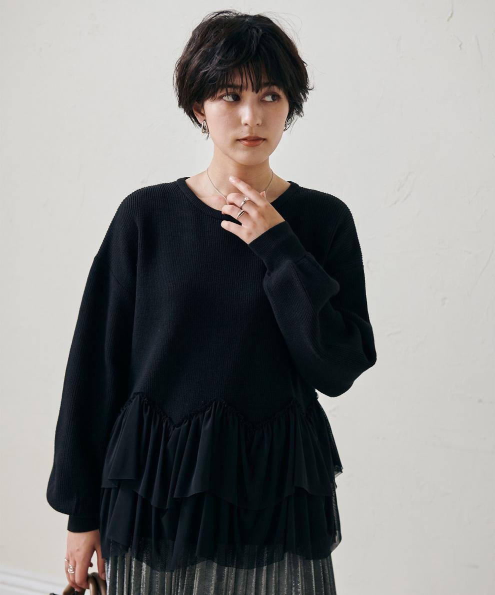 【tops】切り替えニットセーター　M25757