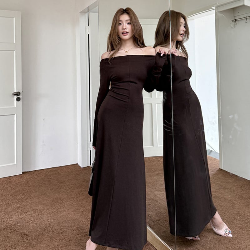 【dress】オフショルロングワンピース Q6924