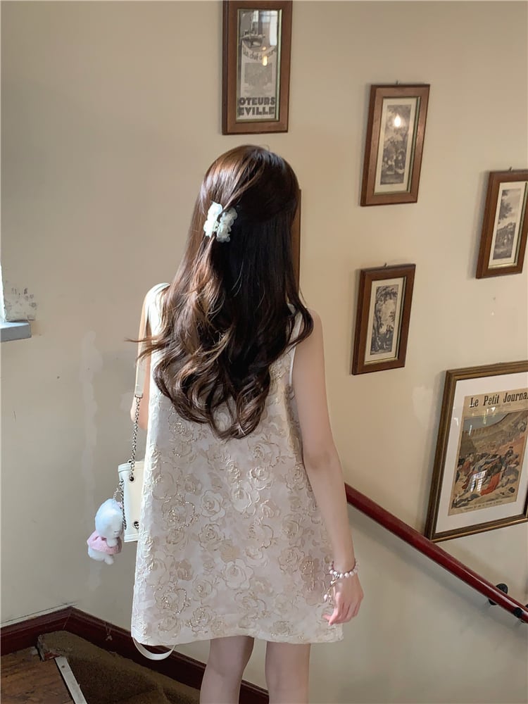 【dress】リボン付きノースリーブワンピース　M24007