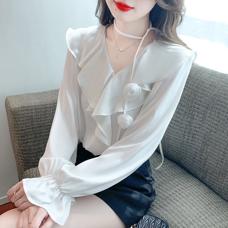 【tops】フリルシャツトップス　M25769